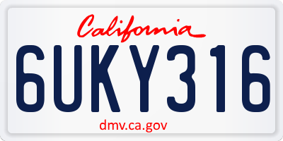 CA license plate 6UKY316