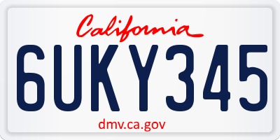 CA license plate 6UKY345