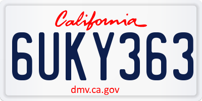 CA license plate 6UKY363