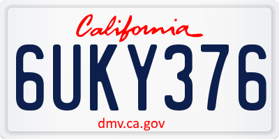 CA license plate 6UKY376