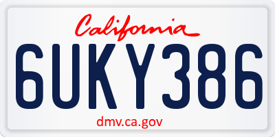 CA license plate 6UKY386