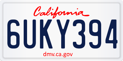 CA license plate 6UKY394