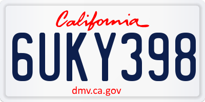 CA license plate 6UKY398