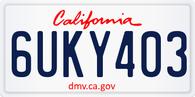 CA license plate 6UKY403