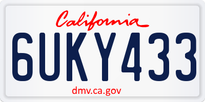 CA license plate 6UKY433
