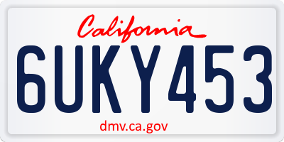 CA license plate 6UKY453