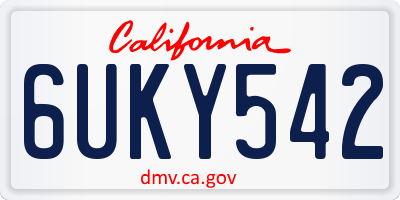 CA license plate 6UKY542