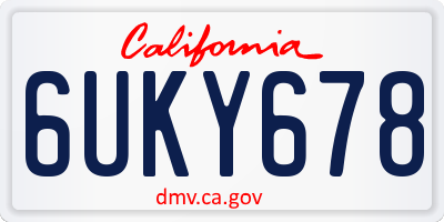 CA license plate 6UKY678