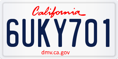 CA license plate 6UKY701