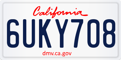 CA license plate 6UKY708