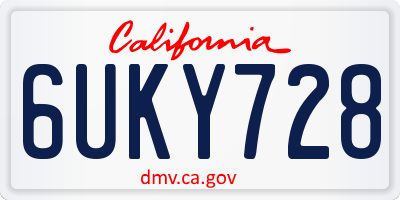 CA license plate 6UKY728