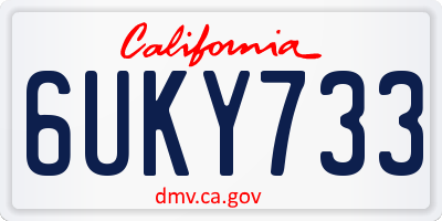CA license plate 6UKY733