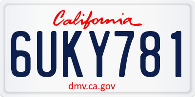 CA license plate 6UKY781