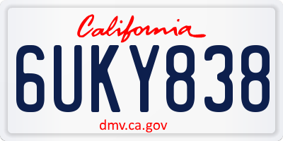 CA license plate 6UKY838