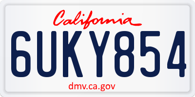 CA license plate 6UKY854
