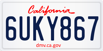 CA license plate 6UKY867