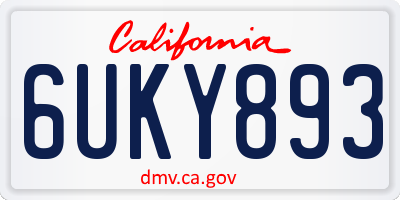 CA license plate 6UKY893