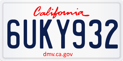 CA license plate 6UKY932