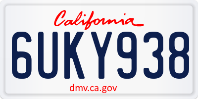 CA license plate 6UKY938