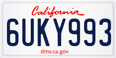 CA license plate 6UKY993