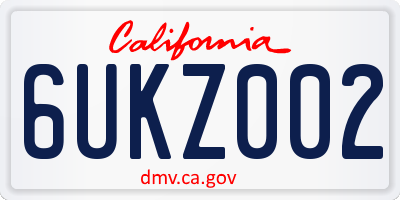 CA license plate 6UKZ002