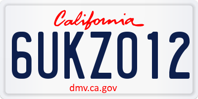 CA license plate 6UKZ012