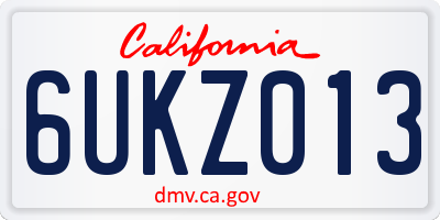 CA license plate 6UKZ013