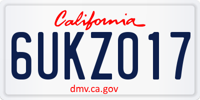 CA license plate 6UKZ017