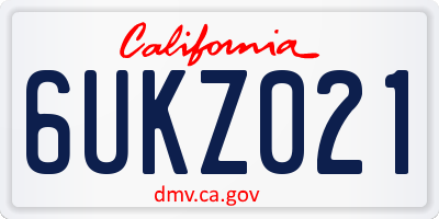 CA license plate 6UKZ021