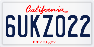 CA license plate 6UKZ022
