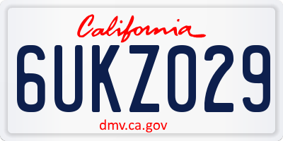 CA license plate 6UKZ029