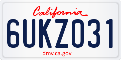 CA license plate 6UKZ031