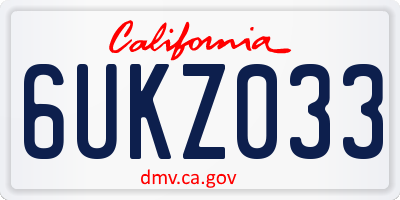 CA license plate 6UKZ033