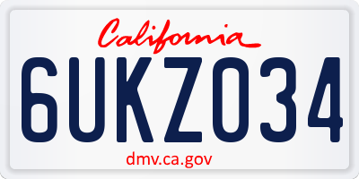 CA license plate 6UKZ034