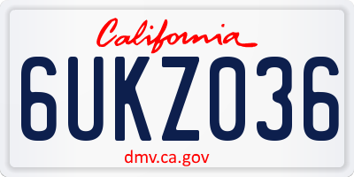 CA license plate 6UKZ036