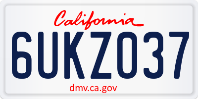 CA license plate 6UKZ037