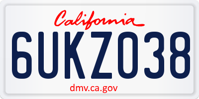 CA license plate 6UKZ038