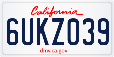 CA license plate 6UKZ039