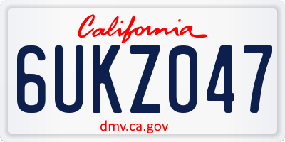 CA license plate 6UKZ047