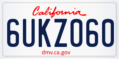CA license plate 6UKZ060
