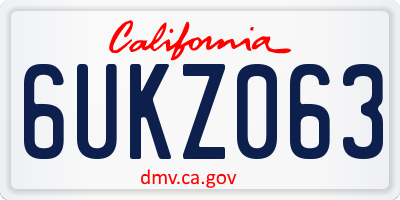 CA license plate 6UKZ063