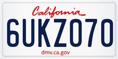CA license plate 6UKZ070