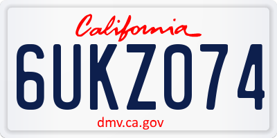 CA license plate 6UKZ074