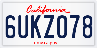 CA license plate 6UKZ078