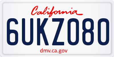 CA license plate 6UKZ080