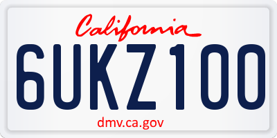 CA license plate 6UKZ100