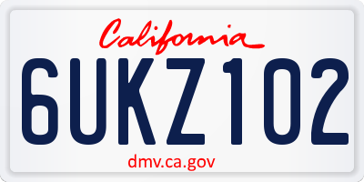 CA license plate 6UKZ102