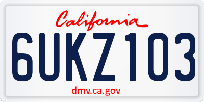 CA license plate 6UKZ103
