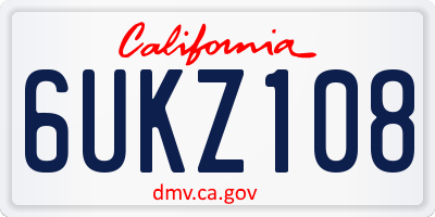 CA license plate 6UKZ108