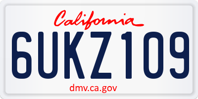 CA license plate 6UKZ109